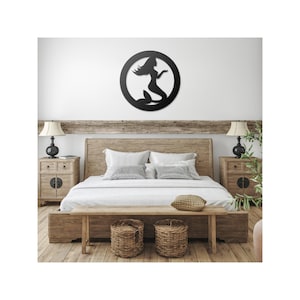Mermaid in circle metal wall design/ art/Home decor/ home and living art/ metal design/ wall art/ wall hanging/ great gift for anyone