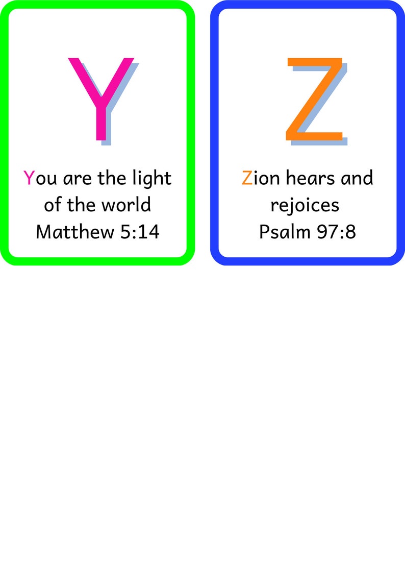 ABC Bible Scriptures Cards for Children, Neon, downloadable, Printable, Canva template EDITABLE/ Great for children to learn bible scripture image 8