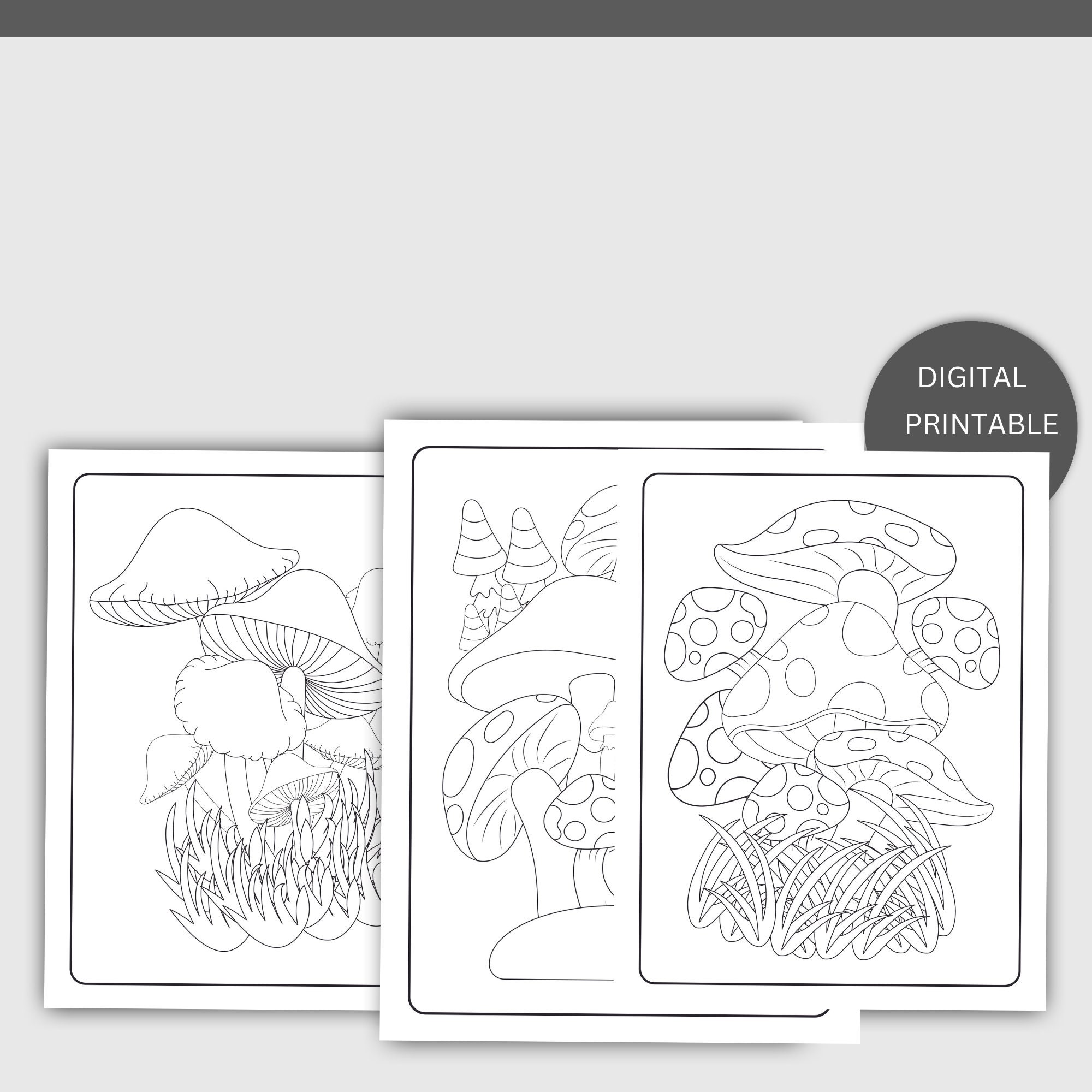 Mushroom Adult Coloring Printable Digital 25 Pages of Coloring for ...