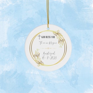Personalized Baptism Ornament for Boy, Custom Baby Gift, Christening Decoration, Name and Date Keepsake, boy ornament, gift, memory keepsake