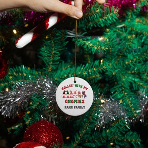 Personalized Family Name Ornament,Family Ornament,Personalize Christmas Ornament, western gnomes, vintage,retro,holiday custom ornament,gift