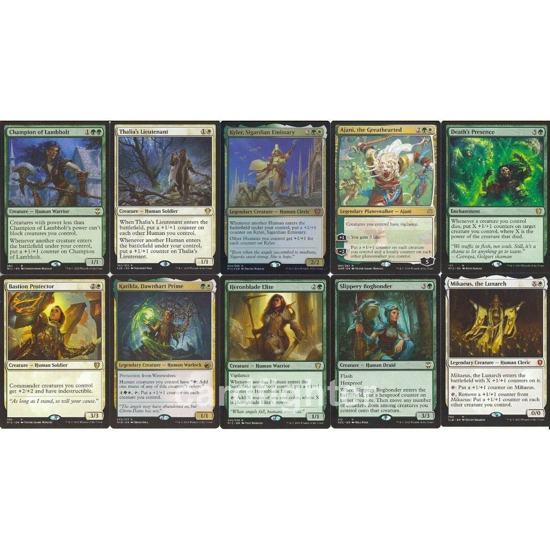 kyler mtg commander deck Magic The Gathering - Innistrad - Midnight Hunt - Other Humans you control get +1/+1 for each counter on Kyler Custom Human Tribal Commander EDH