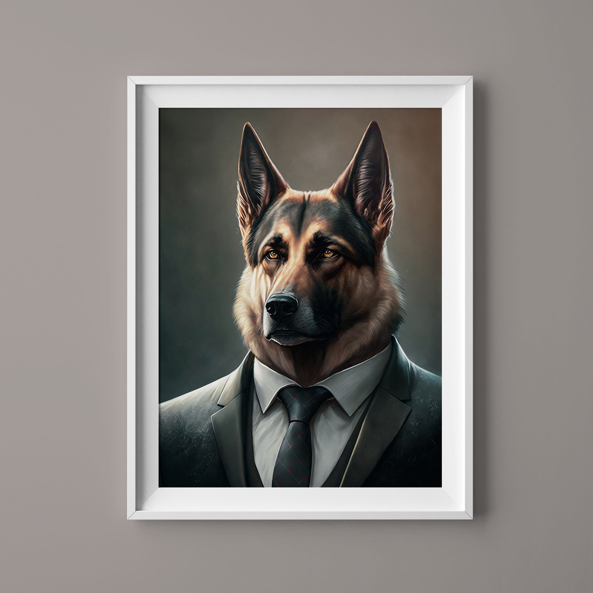 Dog in Suit Wall Art Printable German Shepherd Furry Wall Art