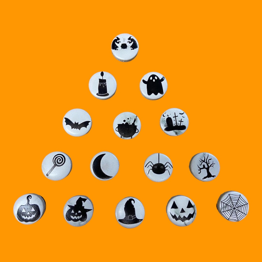 Halloween Magnet Set 3 - Spider, Witch Hat, Owl in Tree, Jack-o-lantern ...