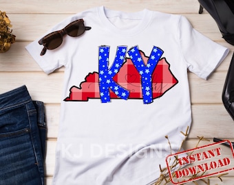 Kentucky KY 4th Of July Stars State PNG Plik do pobrania cyfrowego