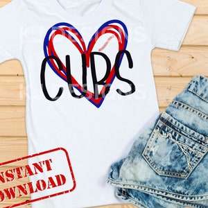 Cubs Baseball TBall Heart Design PNG File Digital Download