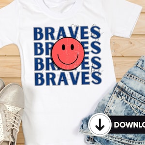 Braves Baseball TBall Mom PNG Digital Download File Smiley Face
