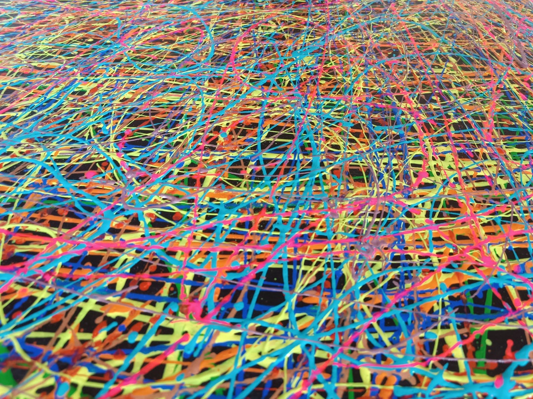 ABSTRACT NEON Acrylic Painting on Canvas Etsy