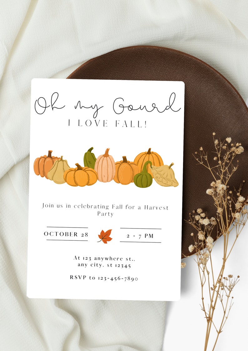 Editable Fall Harvest Party Invitation Template Printable Oh Etsy