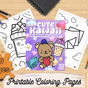 Cute Kawaii Digital Coloring Book, Kawaii Coloring Pages For Kids Birthday, Cute Coloring Pages, Coloring Book Pages, Simple Coloring Page