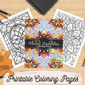 Beautiful Flower Mandala Digital Coloring Book, Floral Mandala Coloring Pages For Stress Recovery, Adult Coloring Pages, Printable Mandala
