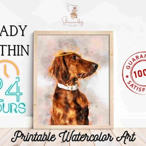 Pet Memorial Gift Art, Watercolor Pet Portrait From Photo Printable For Pet Lover Death Anniversary, Pet Memorial Frame, Pet Sympathy Gift
