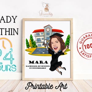 Caricatura personalizada imprimible, retrato de caricatura de graduación personalizado para ella, regalo de graduación, caricatura imprimible, regalo fotográfico de mi novio