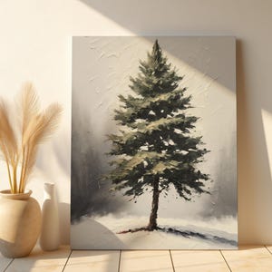 Pine Forest Canvas, Winter Pine Tree Art Poster For Family Winter Holiday Gift, Winter Tree Poster, Winter Wall Decor, Evergreen Forest Art