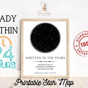 Anniversary Star Map Printable, Custom Star Map Digital Print For Couples Anniversary, The Night We Met, Night Sky Digital, Wedding Star Map