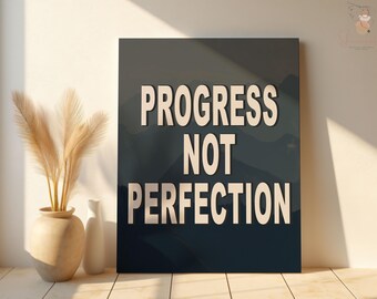 Progress Not Perfection Poster: Minimalist Motivational Wall Art