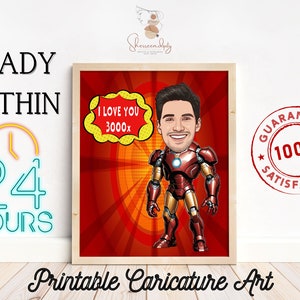 Personalized Superhero Gifts Portrait, Superhero Caricature Printable For Friends Birthday Gifts, Superhero Cartoon, Custom Superhero Gifts
