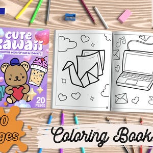 Cute Kawaii Coloring Book, Kawaii Printed Coloring Book For Kids Birthday Gift, Cute Kawaii Books, Coloring For Kids, Kawaii Coloring Book