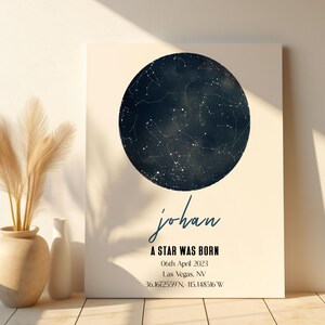 Night You Were Born Leinwand, Sternkarte Poster Für Sie/Ihn, Geburtstagsgeschenk, Sternenkarte Geburtstag, Ein Stern wurde geboren, Nachthimmel, Individuelle Himmelskarte