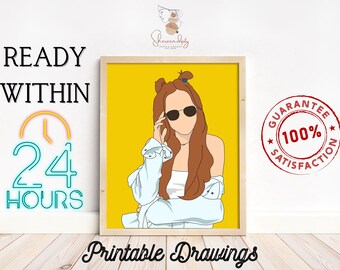 Personalized Faceless Portrait Art, Faceless Portrait Printable For Men & Women Birthday Gift, Digital Illustration, Customized Faceless Art