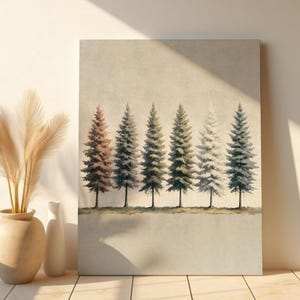 Pine Tree Forest Canvas, Winter Pine Tree Art Poster For Him/Her Winter Housewarming, Pine Trees Wall Art, Forest Art Print, Winter Wall Art