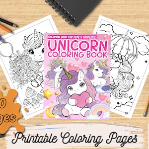 Beautiful Unicorn Digital Coloring Book, Unicorn Drawing Coloring Pages For Daughter Birthday Gift, Kids Coloring Pages, Unicorn Printables