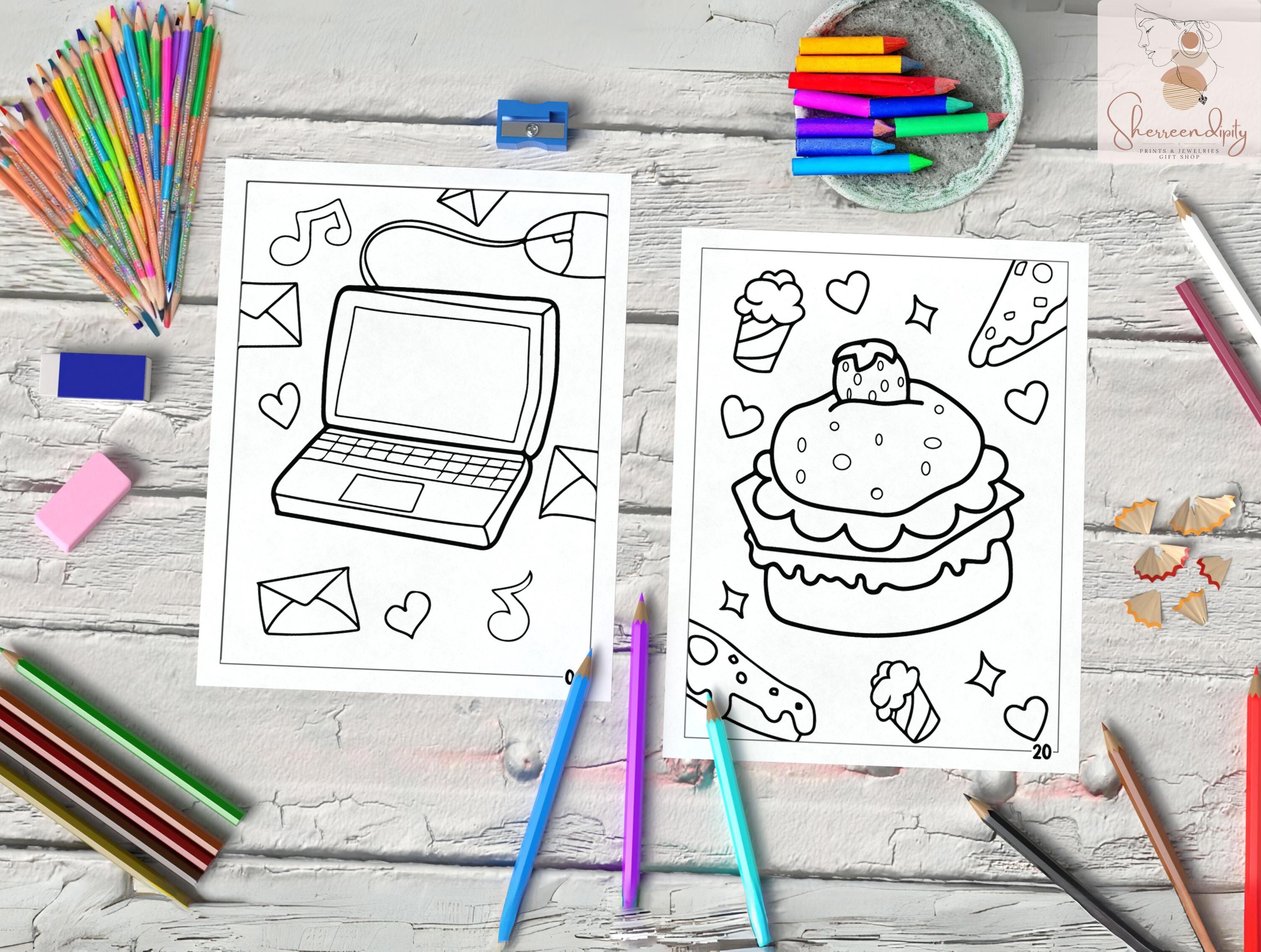 Cute Kawaii Digital Coloring Book, Kawaii Coloring Pages for Kids ...