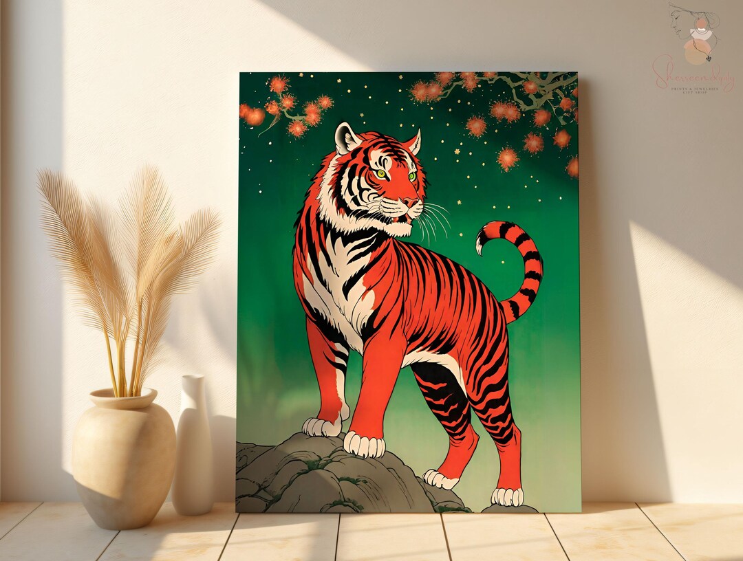 Japanese Style Tiger Canvas, African Safari Wall Art Poster for Big Cat ...