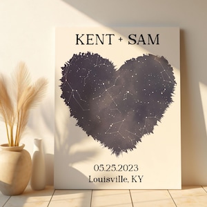 Benutzerdefinierte Sternenkarte Poster für Paare, Jahrestagsgeschenk, personalisierte Himmelskarte, Hochzeits-Sternkarte, spezielles Datum Sterne Geschenk