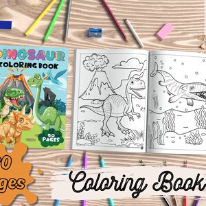 Libro para colorear de dinosaurios para niños, libro para colorear con estampado de dinosaurios para cumpleaños de amantes de los dinosaurios, regalos de dinosaurios, libro de actividades de dinosaurios, libro de dinosaurios