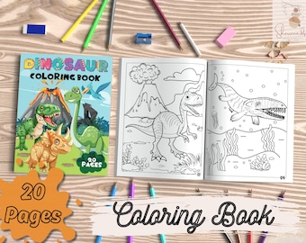 Kleurboek dinosaurus voor kinderen: verjaardagscadeau dinosaurusliefhebber, 20 pagina's