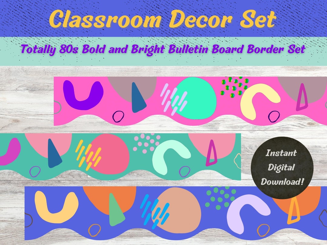 Totally 80s Bold and Bright Classroom Bulletin Board Border Set of 3 ...
