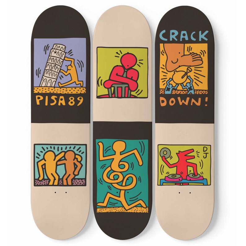 Keith Haring Skateboard Wall Art Pop Art Mural Print Pro Etsy