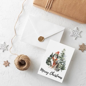 Cartão de Natal de cinco cães para impressão, Bernese Mountain Dog, cartão de Natal Corgi, Natal para impressão, download digital, cartão de felicitações