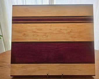 Handcrafted Maple, Purpleheart, Walnut Cutting Board, Reversible Charcuterie Board