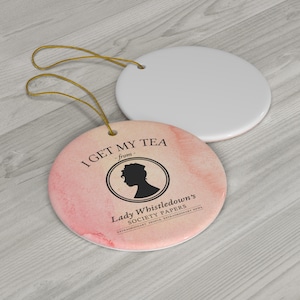 Bridgerton-ornament, Whistledown-thee, Lady Whistledown's Tea-ornament, keramisch ornament