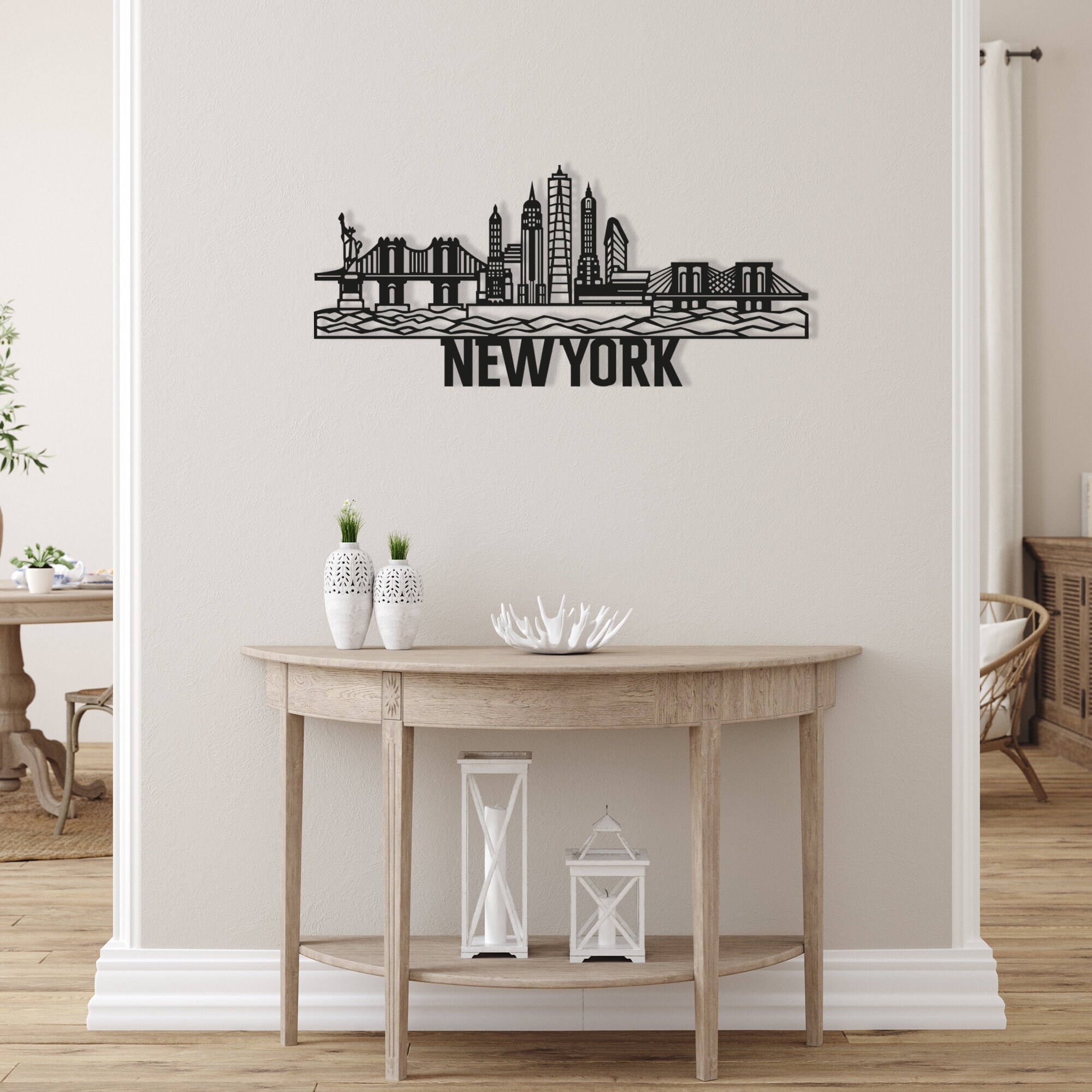 New York Skyline Metal Wall Art City Metal Wall Decor City Etsy