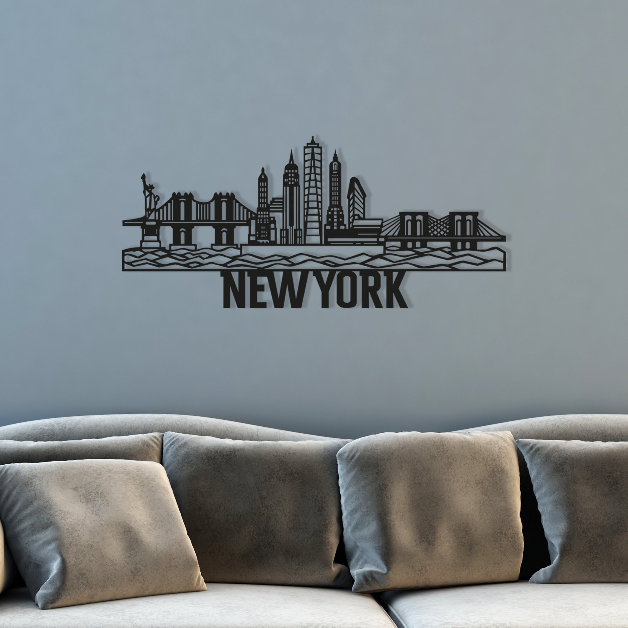 New York Skyline Metal Wall Art City Metal Wall Decor City Etsy