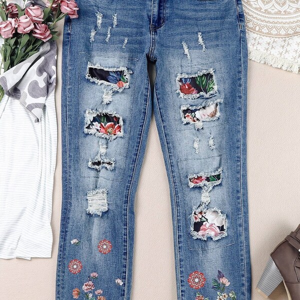 Patchwork Jeans - Etsy