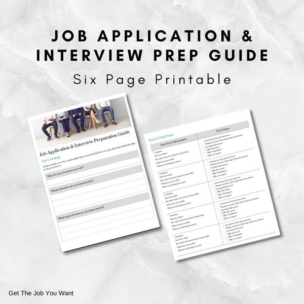 Job Interview Preparation Template Etsy