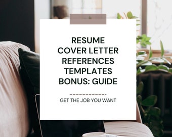 1 Page Resume, 2 Page Resume, Cover Letter, References Template - Word - Editable - Bonus Guide - Career - Job - Interview