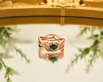 Peridot Personality Vintage Ring • Green Gemstone Gold Vintage Cocktail Ring • Birthday Gift for Daughter • Handmade Jewelry, Art Deco Ring