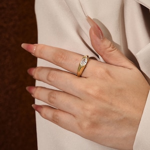 Marquise Diamond Eternity Rings • Gold Vintage Style Diamond Engagement Rings • Wedding Jewelry • Gifts for Wife, Handmade Jewelry