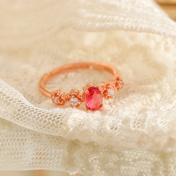 Vintage Oval Garnet Engagement Rings, Unique Engagement Rings, Adjustable Minimalist Wedding Rings, Garnet Anniversary Gifts for Women