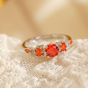 Granatringar/Minimalistiska ringar/14k guldfyllda staplade granatringar/Stapelbara/Delikata/Tangerin ädelstensringar/Silvergranatringar