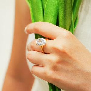 Oval Cut Solitaire Ring Silver, Oval Engagement Ring, Silver Promise Ring, Dainty Proposal Ring, Oval CZ Diamond Ring, Gift For Women