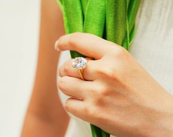 Oval Cut Solitaire Ring Silver, Oval Engagement Ring, Silver Promise Ring, Dainty Proposal Ring, Oval CZ Diamond Ring, Gift For Women