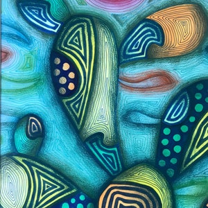 Original Einzigartiger handgemalter Kaktus, gemalt mit Aquarell, Stift und gemischt mit wasserlöslichen Stiften