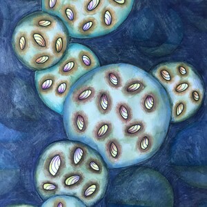 Cactus originale disegnato e dipinto a mano, acquerello e penna mescolati con matita idrosolubile su carta - Spedizione gratuita nel Regno Unito