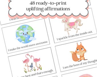 Kids Affirmation Cards Printable|Digital Download|Positive Affirmations for Children|Confidence Cards|Mindfulness Cards|Instant Download